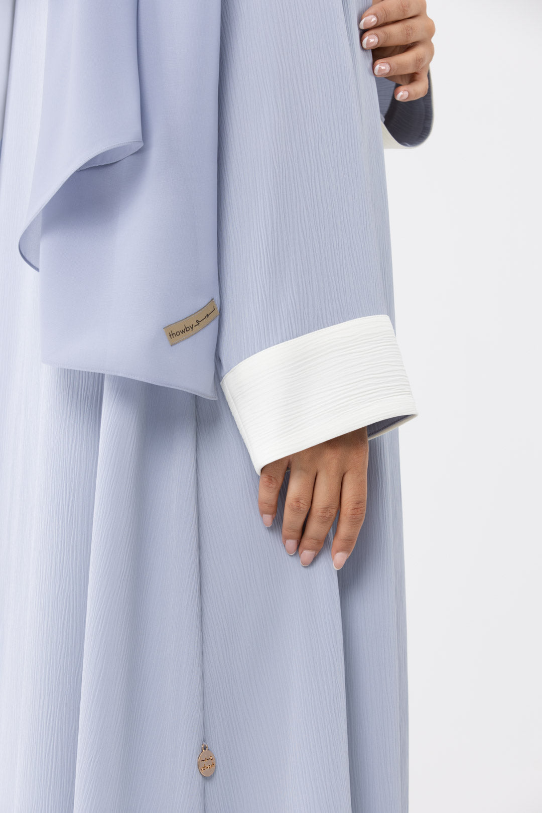Wrinkled Two-toned Blue Colored Abaya
