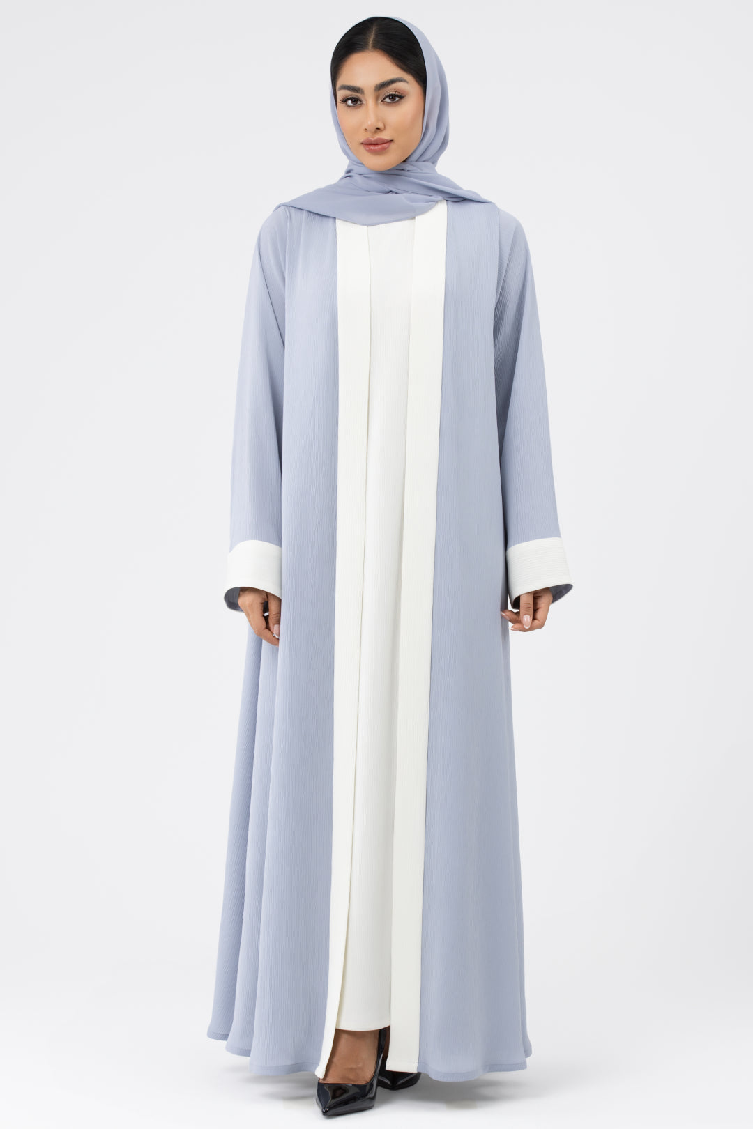 Sky-White Abaya Set