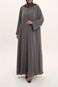 Stylish Grey Embroidered Abaya