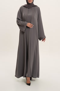 Stylish Grey Embroidered Abaya