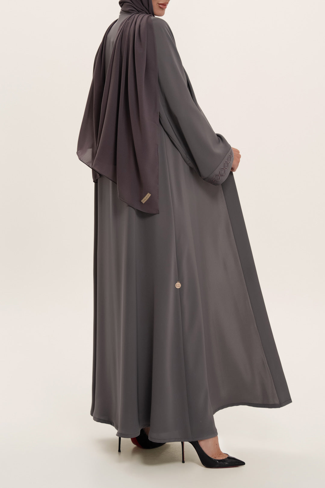 Stylish Grey Embroidered Abaya