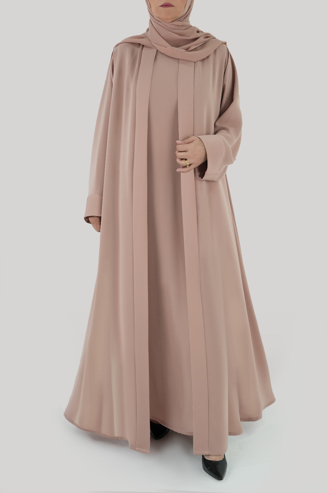 Chic Plain Peach Colored Abaya