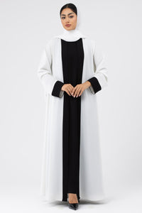 White-Black Abaya Set