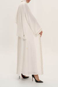 Elegant White Embroidered Abaya