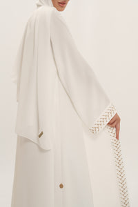 Elegant White Embroidered Abaya