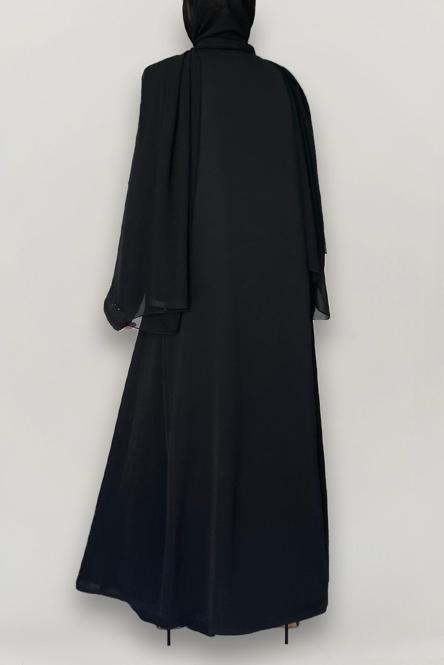 Embellished Flowy Black Abaya