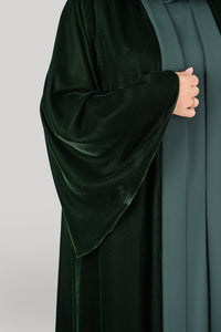 Thowby Royal Green Velvet Winter Abaya