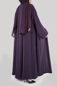Modern Purple Embroidered Abaya