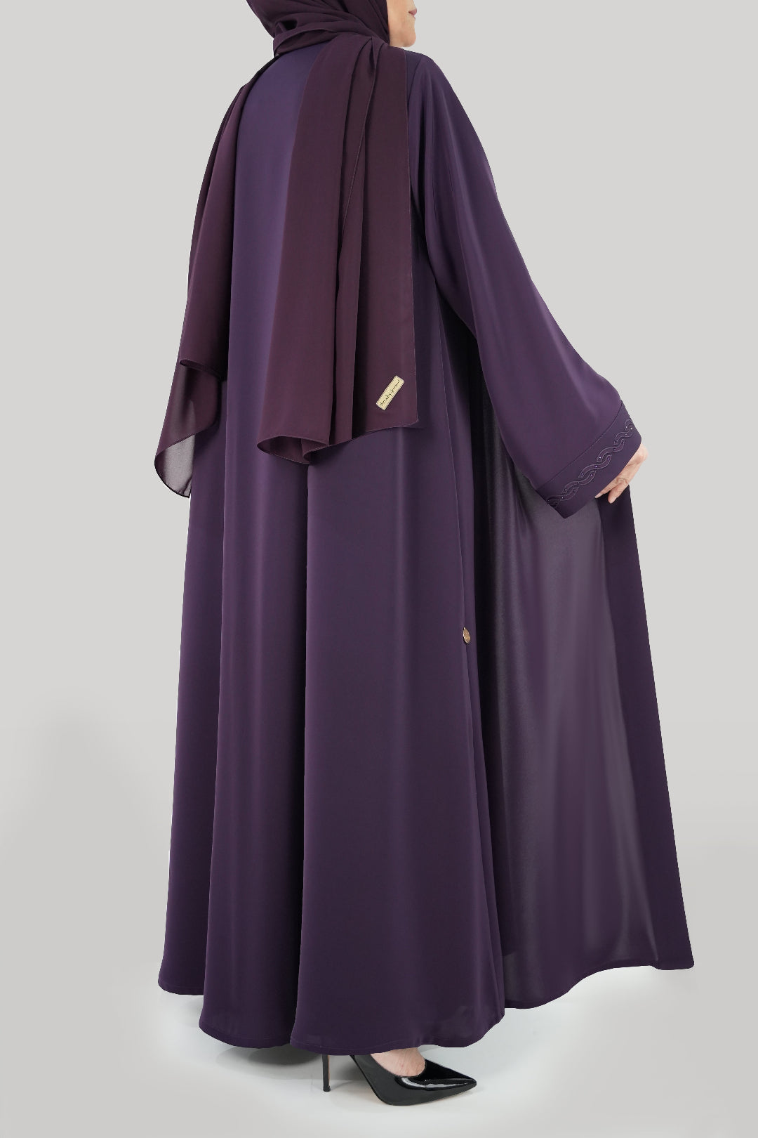 Modern Purple Embroidered Abaya