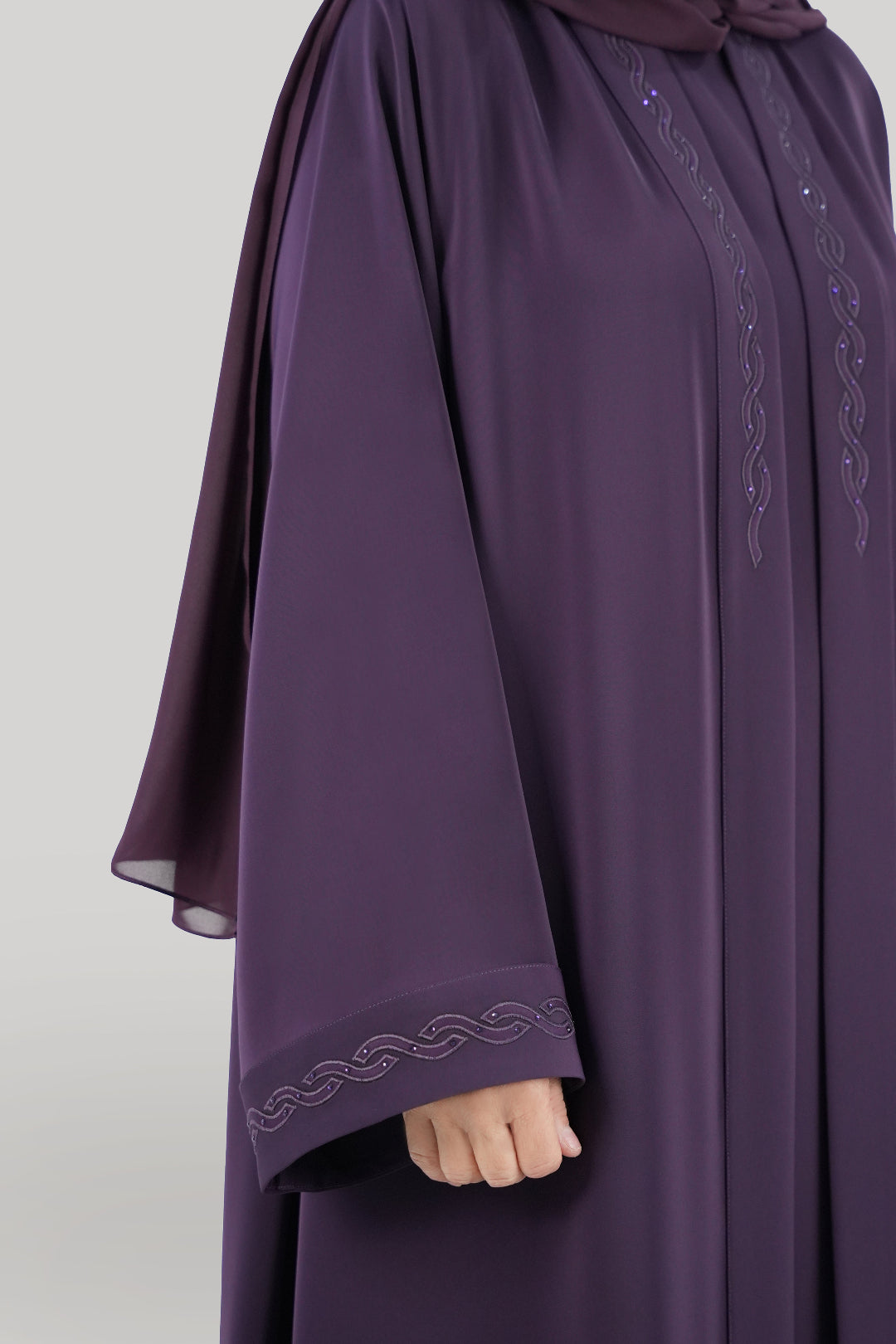 Modern Purple Embroidered Abaya