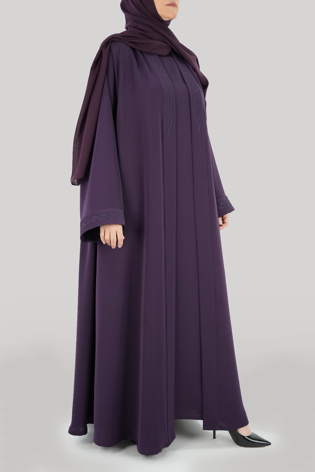 Modern Purple Embroidered Abaya