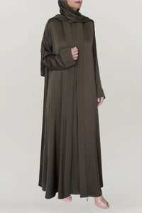 Classy Khaki Silk Abaya