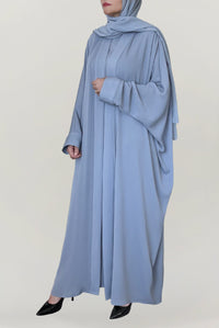 Wrinkle Fabric Blue Colored Abaya