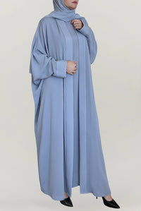Wrinkle Fabric Blue Colored Abaya