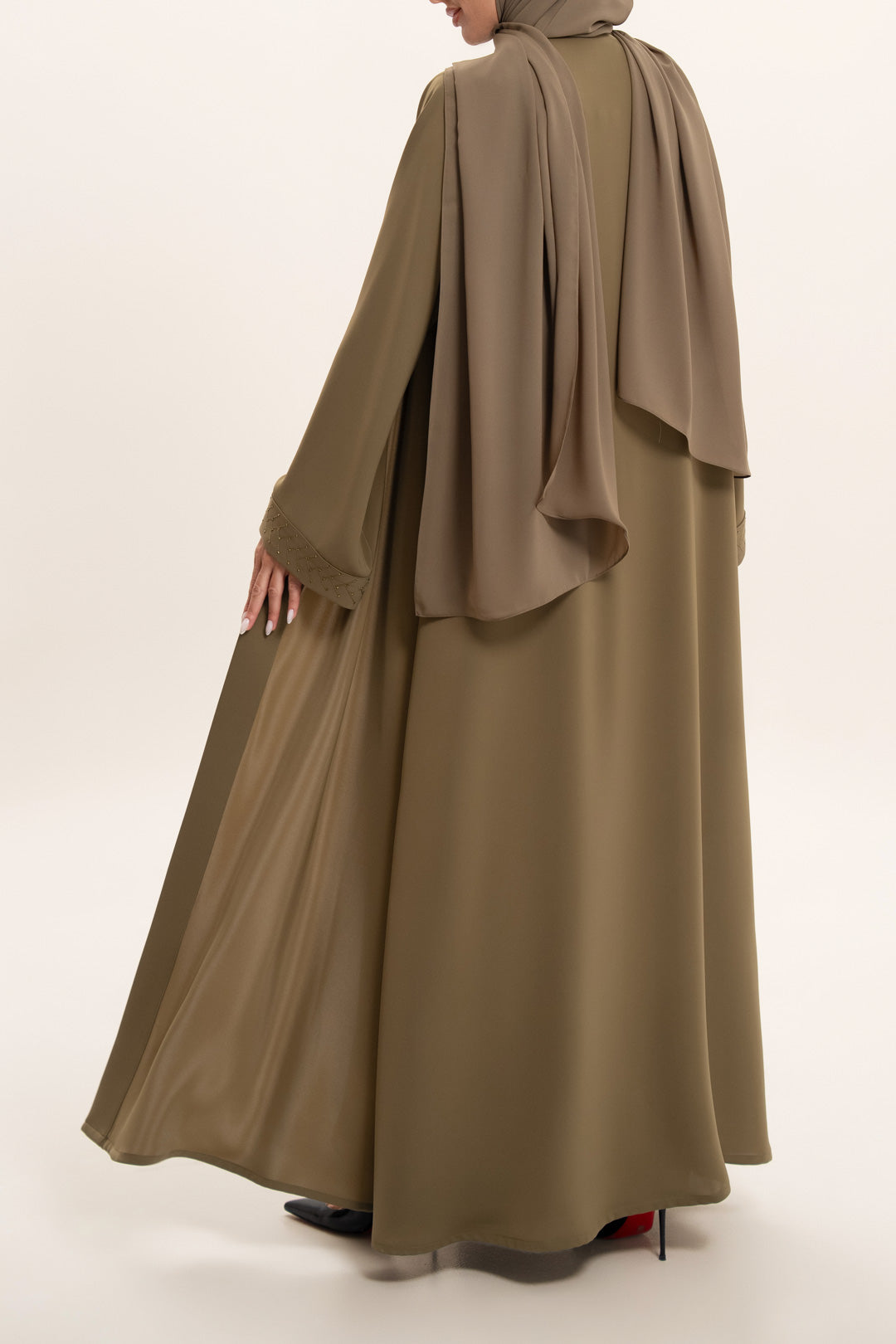 Elegant Olive Embroidered Abaya