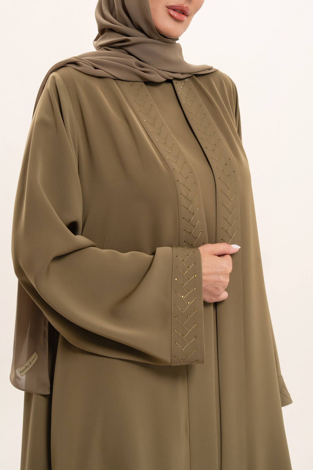 Elegant Olive Embroidered Abaya