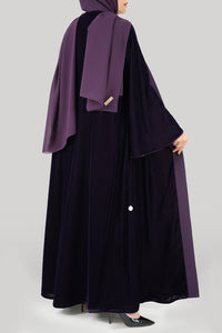 Thowby Cheerful Purple Velvet Winter Abaya