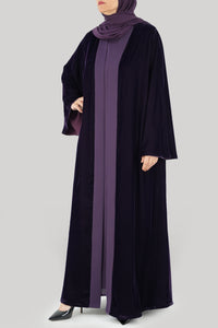 Thowby Cheerful Purple Velvet Winter Abaya