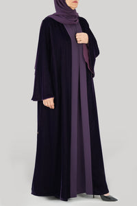 Thowby Cheerful Purple Velvet Winter Abaya