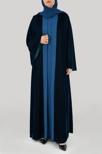 Thowby Elegant Blue Velvet Winter Abaya