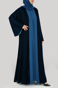 Thowby Elegant Blue Velvet Winter Abaya