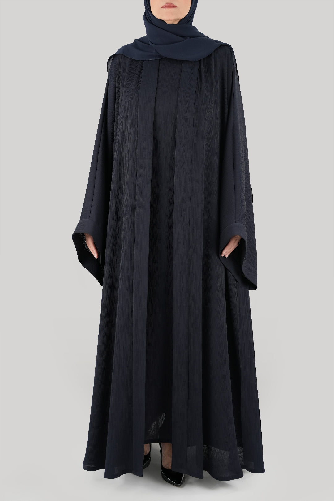 Crushed Navy Blue Colored Bisht Abaya
