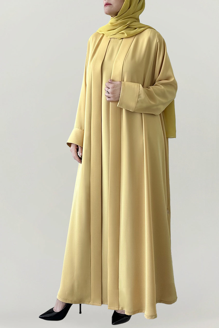 Beautiful Flowy Yellow Colored Abaya