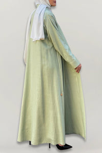 Simple Pistachio Colored Linen Abaya