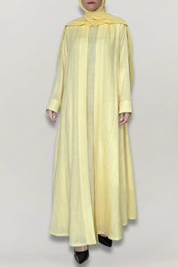 Cheerful Yellow Linen Abaya