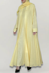 Cheerful Yellow Linen Abaya