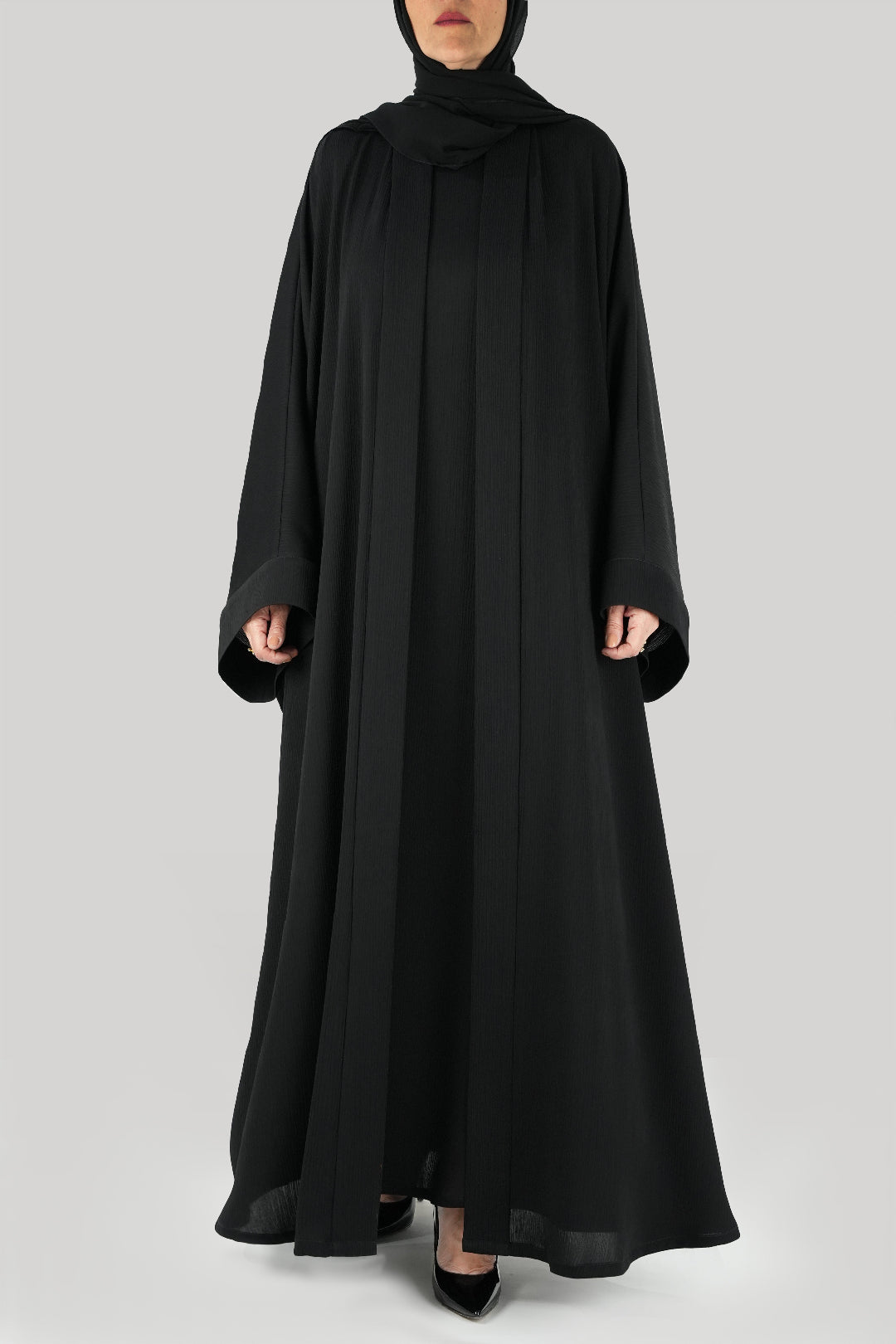 Crushed Black Colored Bisht Abaya