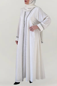 Elegant Off White Linen Abaya