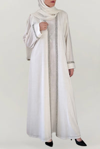 Elegant Off White Linen Abaya