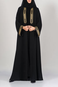 Gold-Embroidered Black Abaya