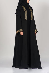 Gold-Embroidered Black Abaya