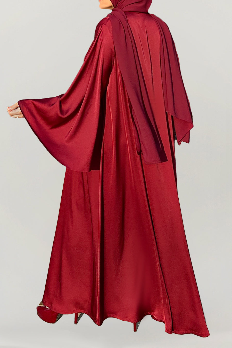 Cheerful Red Silk Abaya