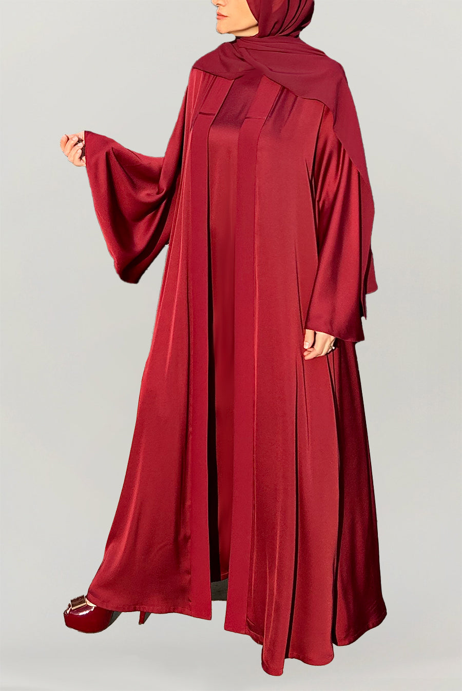 Cheerful Red Silk Abaya