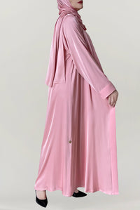 Elegant Pink Silk Abaya