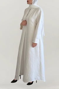 Classy Jacquard White Abaya