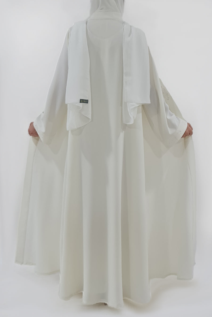 Chic Embroidered White Abaya