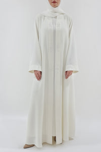 Chic Embroidered White Abaya