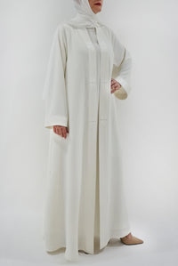 Chic Embroidered White Abaya