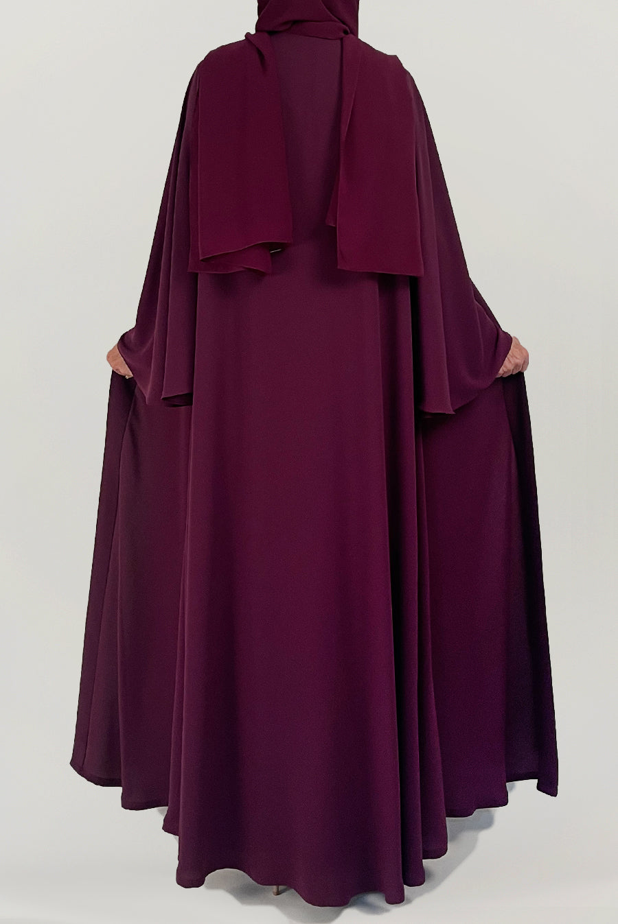 Cheerful Flowy Maroon Colored Abaya