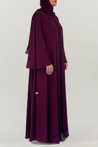 Cheerful Flowy Maroon Colored Abaya