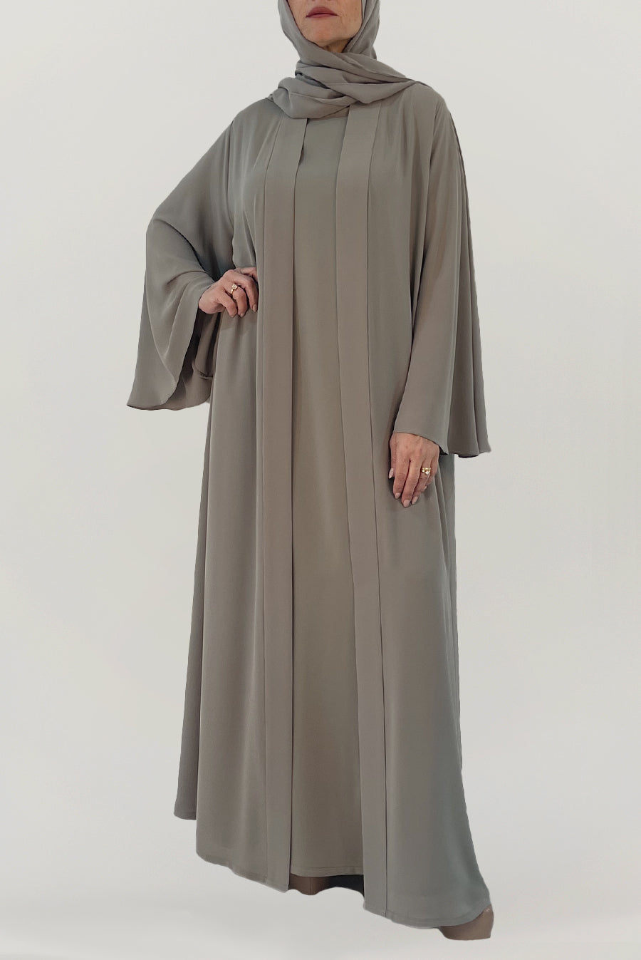Elegant Flowy Grey Colored Abaya