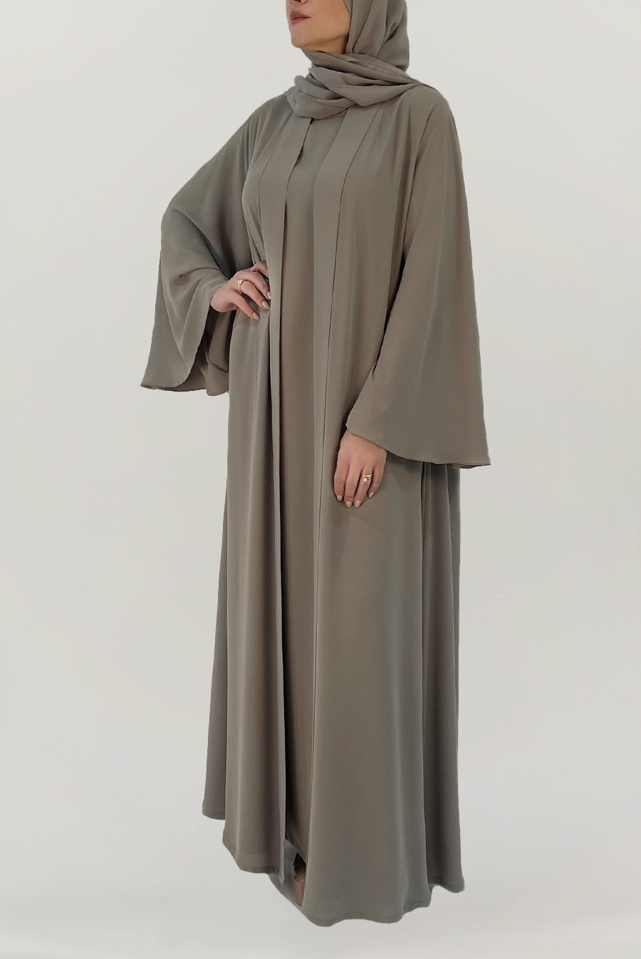 Elegant Flowy Grey Colored Abaya