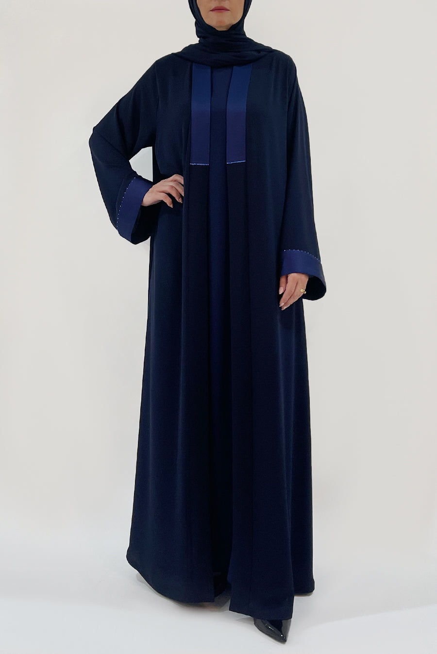 Detailed Navy Blue Colored Abaya