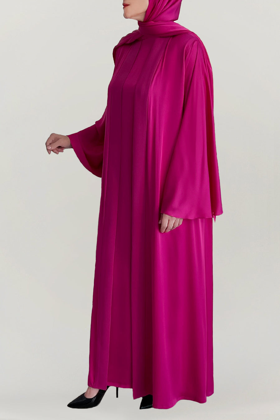 Chic Fuchsia Silk Abaya