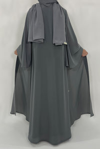 Stunning Plain Grey Colored Abaya