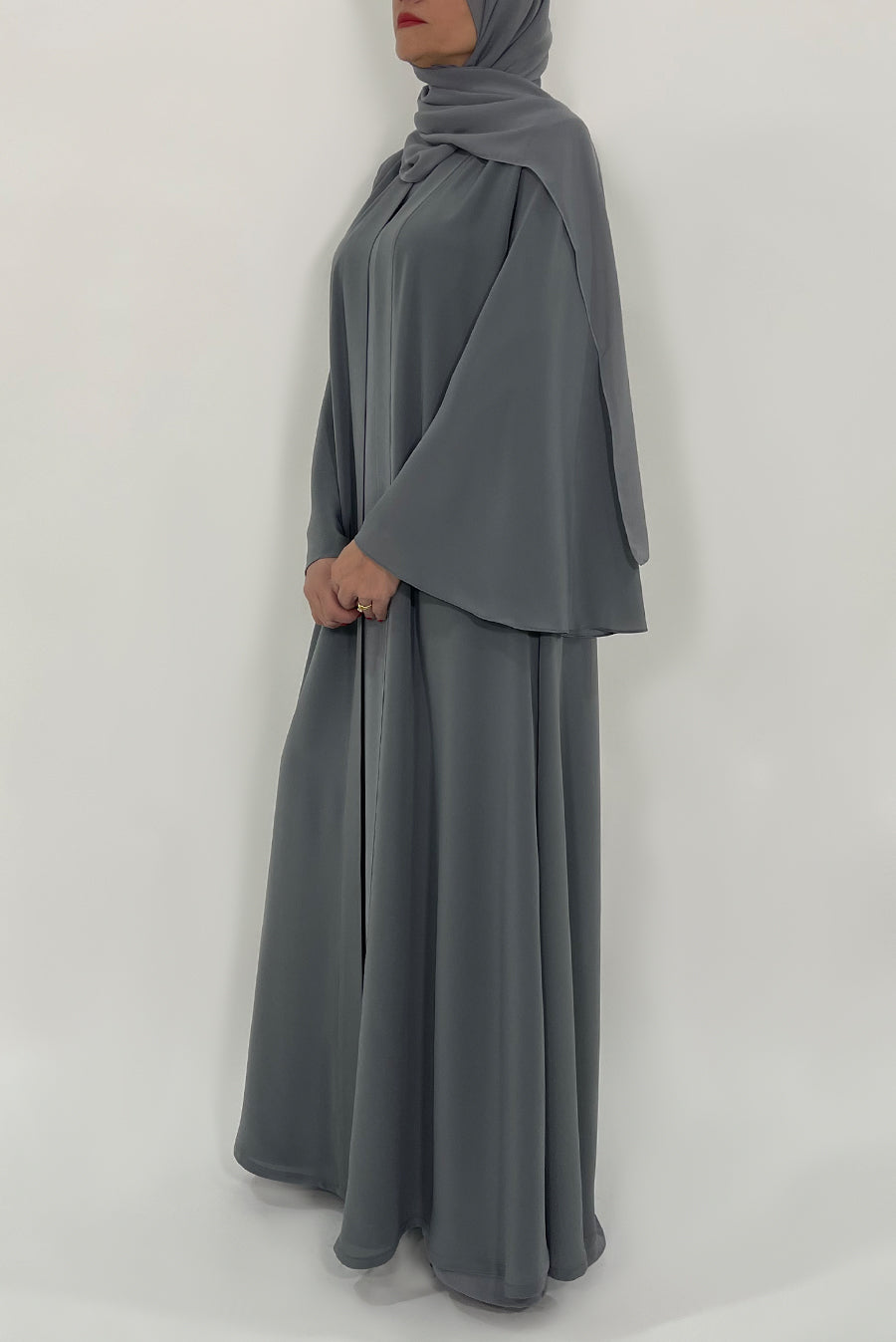 Stunning Plain Grey Colored Abaya